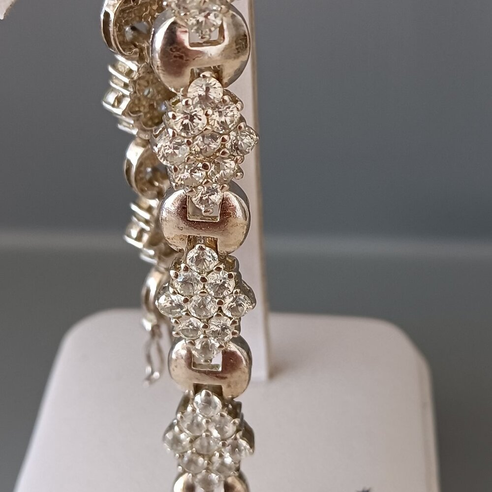 925  Solid Sterling Silver Fancy  Design Lab Creative Diamond Bracelet